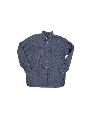 Gap Mens Classic Fit Navy Blue Plaid Button-Down Shirt Size L Cotton Long Sleeve